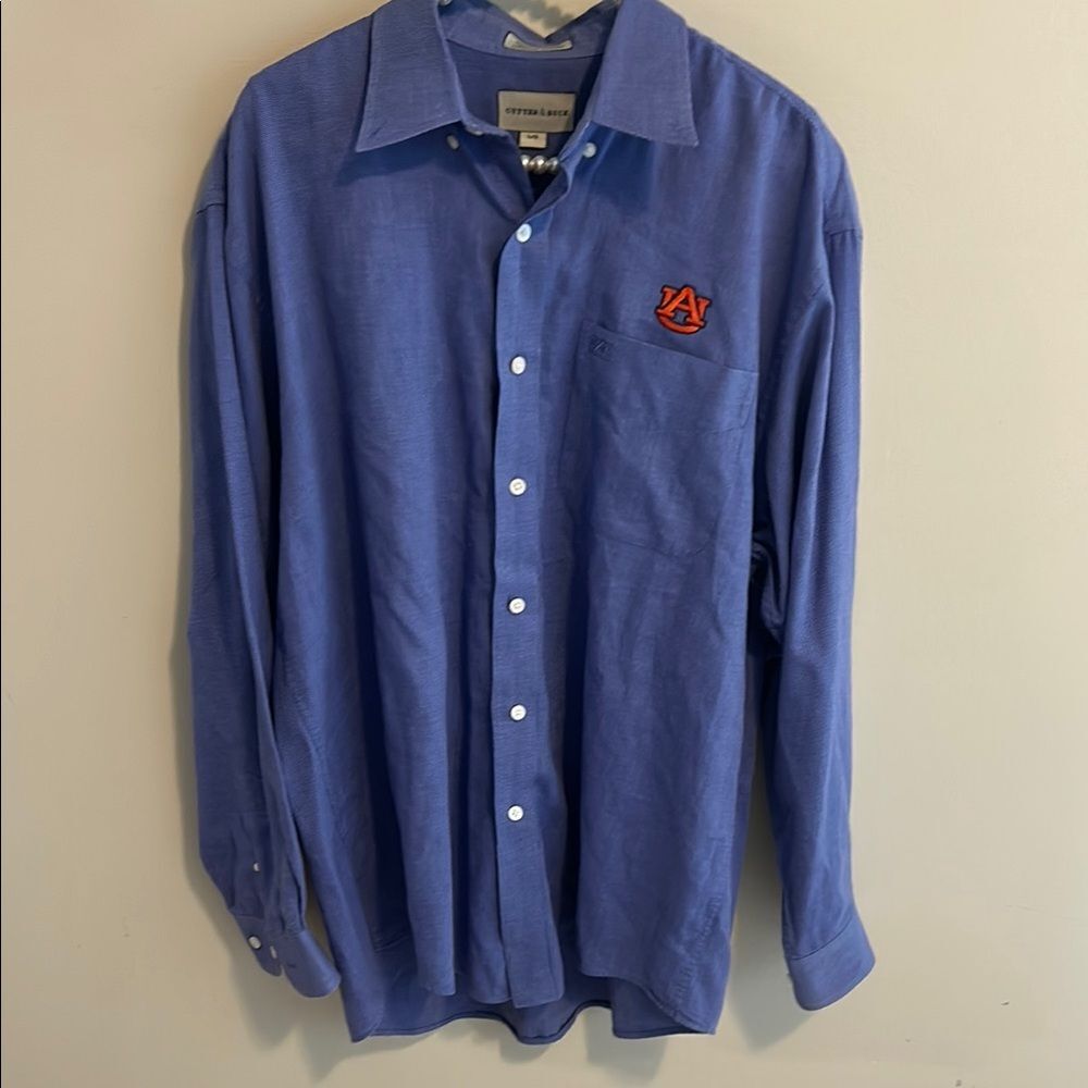 Cutter & Buck Auburn Tigers Shirt Men's L Blue Button Down 100% Cotton L/S